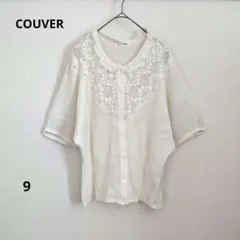 COUVERコルディア レース装飾 半袖 トップス アイボリー 春 夏 M
