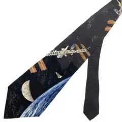 米国製 ビンテージ ネクタイ 宇宙 衛星 星 ロケット 月 地球 古着 総柄