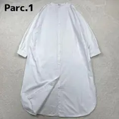 Parc.1　バンドカラーシャツワンピース　ホワイト　コットン