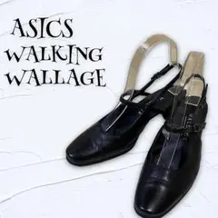 【ASICS WALKING WALLAGE】『22』レザーサンダル ブラック