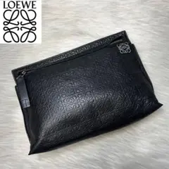 【美品✨】LOEWE ロエベ クラッチバッグ アナグラム レザー 革 黒