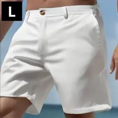 【新品/Lサイズ】ゴルフウェア メンズ ハーフパンツ 短パン ホワイト 白色