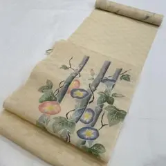 本麻 朝顔柄 帯地 未仕立て
