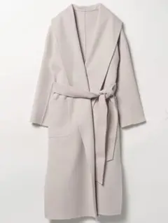 allureville カシミヤ混リバーショールカラーコート ピンクベージュ