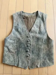 古着屋　花柄レザーベスト