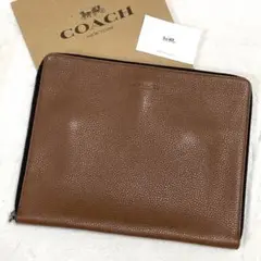 未使用に近い コーチ セカンドバッグ クラッチバッグ レザー ブラウン