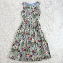 極美品　みなとのてんらんかい　ノースリーブ　ロングワンピース　リバティ　M 極美品 みなとのてんらんかい ノースリーブ ロングワンピース