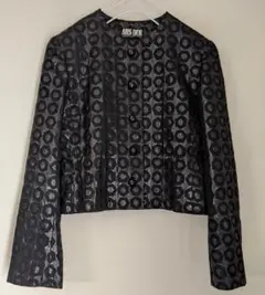 【新品同様】MISS DIORミス ディオール黒ドット水玉柄ノーカラージャケット