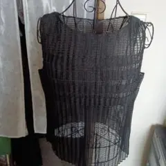 ヒロコビズ黒メッシュデザインタンクトップ