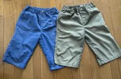 青とカーキのハーフパンツ2枚セット