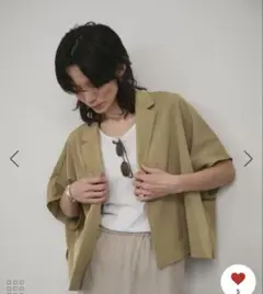 新品タグ付きサロンアダムエロペ　ハーフスリーブリラクシーオーバーシャツジャケット