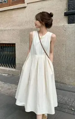 ノースリーブロングワンピース ホワイト