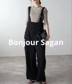 人気 新品Bonjour Sagan ドットジャガードハイウエストサロペット