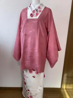 美品 綺麗なお色 着物道行コート 美しい薔薇