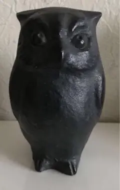 昭和レトロ 鉄器拓銀フクロウ置物 希少