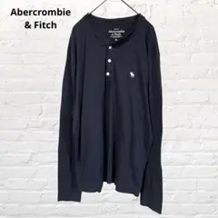 9874アバクロンビー&フィッチ 長袖Tシャツ ロンＴ ネイビー XL 刺繍