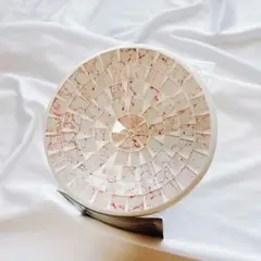 【新品未使用】大理石ガラス 小物入れプレート ピンク系