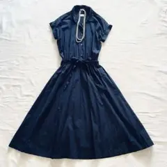 極美品✨URBAN RESEARCH DOORS シャツワンピース 紺 洗える