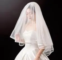 【新品】ウェディングベール ショート 縁あり オフホワイト 前撮り 結婚式