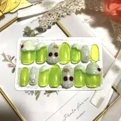 【現品】ネイルチップ メロンソーダ クリームソーダ さくらんぼ