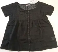 【新品】半袖フレアチュニック ブラック 綿100% レース L