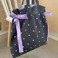 ハンドメイド/トートバッグ/ハート/りぼん/サテン/ガーリー/量産型