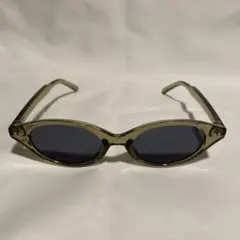 週末セール 新品 オリーブグリーン オーバル型キャットアイサングラス
