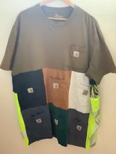 古着　carhartt カーハート　パッチワーク　リメイク　ポケT