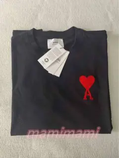 ami ハート刺繍 ブラックTシャツ