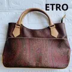 【美品】ETRO エトロ ハンドバッグ ぺイズリー PVC レザー