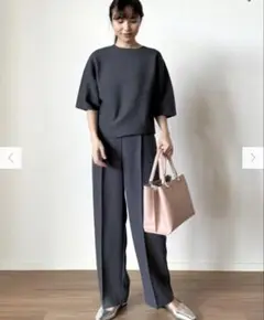PLST ワイドパンツ（ダブルクロス）　Lグレー　完売