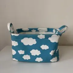 雲柄布製収納バスケット