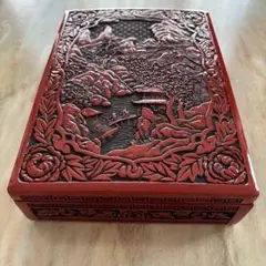 未使用品 鎌倉彫 文箱 道具箱 木工細工 伝統工芸 昭和レトロ