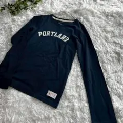 ELKEX エルケクス【M】ロゴ 長袖Tシャツ ロンT ネイビー 紺