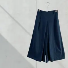 3520【アクアガレージ】ガウチョパンツ　麻　リネン　ウエストゴム　Ｍ　春夏
