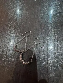 シルバー チェーン ビーズ ピアス