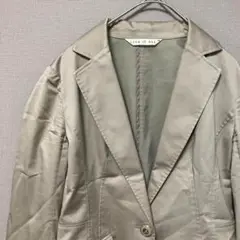 【美品】リンクイットオール　ジャケット七分袖(M)グレージュ無地キレイめオフィス