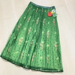 タグ付 フランシュリッペ ちらちらいちご プリーツスカート グリーン