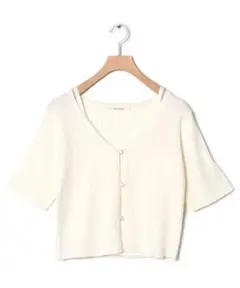 【最安値】wcloset キャミハーフスリーブ カーディガン アイボリー