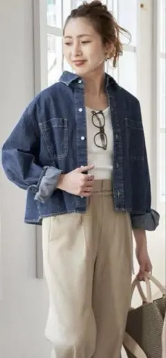 美品　spick＆span ショートデニムシャツ