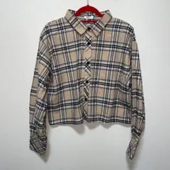 新品　レディース　シャツ　チェック柄 長袖　M クロップド