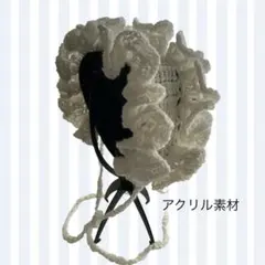 フリル付きヘッドドレス　バブーシュカ　フリルたっぷり　ホワイト