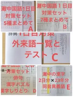 灘中国語1日目対策　ABCDまとめて　国語知識12種➕外来語➕俳句➕漢字パズル 灘中国語1日目対策ABCDまとめて国語知識12種➕外来語➕俳句