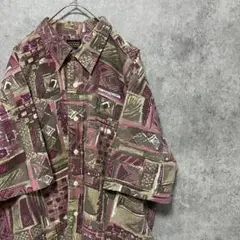90s vintage 半袖　柄シャツ　メンズXL 古着　個性派　奇抜