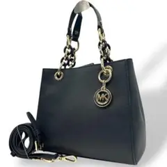 美品　マイケルコース　ハンドバッグ　黒　チェーン　2way　PVC　s39