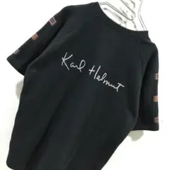 カールヘルム ビッグロゴ スウェット シャツ 半袖 ブラック M