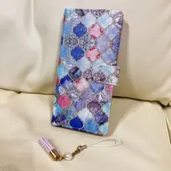 Galaxy M23 ケース　カバー　手帳型　ブルー系　　可愛い　タッセル