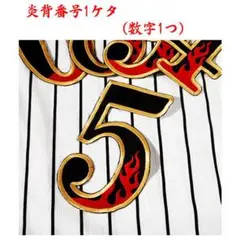 炎 背番号 1ケタ用 刺繍 ワッペン 金フチ 阪神 タイガース ユニフォーム に