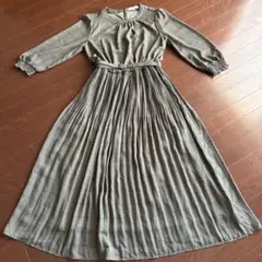【美品】grove チェックプリントロングワンピース M ブラウン