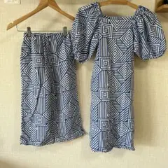 美品 チャオパニックティピー バティック柄麻オフショルワンピ リンクコーデ